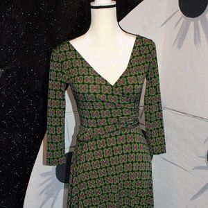 London Times green and purple print Wrap Dress